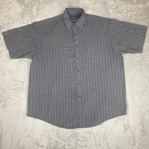 Puritan Shirt Men's Size Large Gray Plaid Short Sleeve Button Up‎ Casual